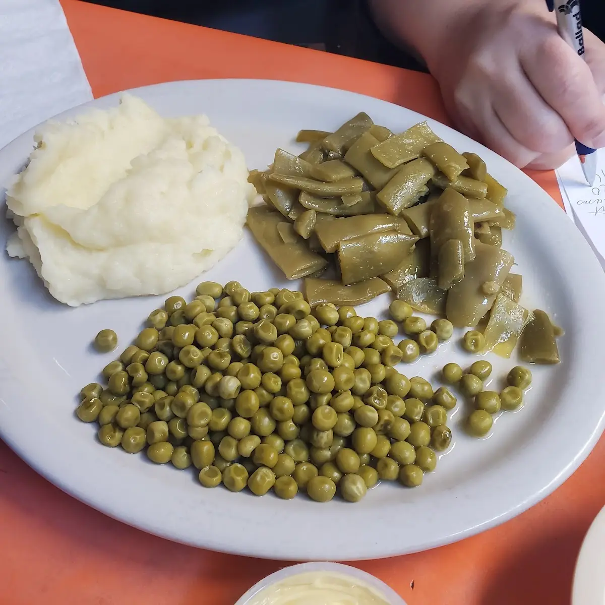 Green Beans Peas and Mashed Potatoes