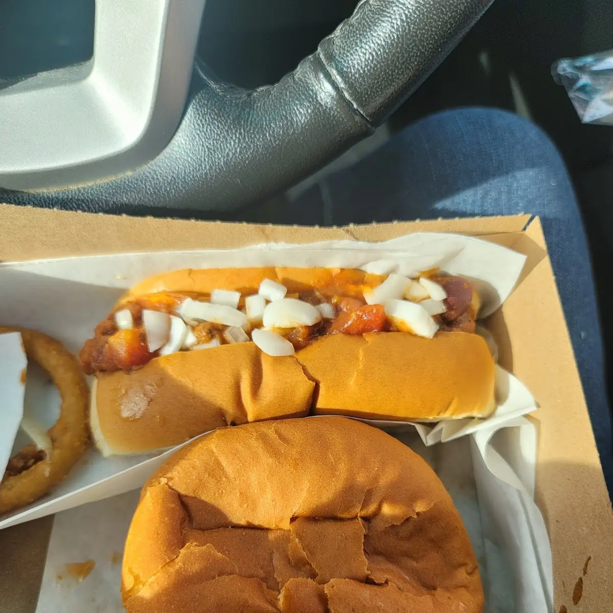 Cheeseburger and a Chili Dog