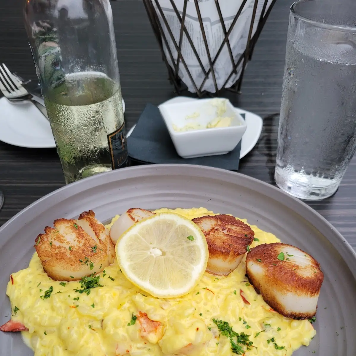 Special Seared Scallops and Lobster Saffron Risotto