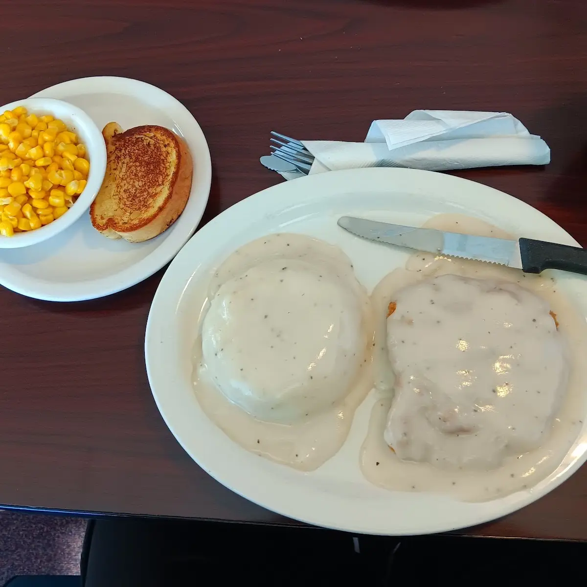 Chicken Fried Chicken Mashed Potatoes and Gravy Corn
