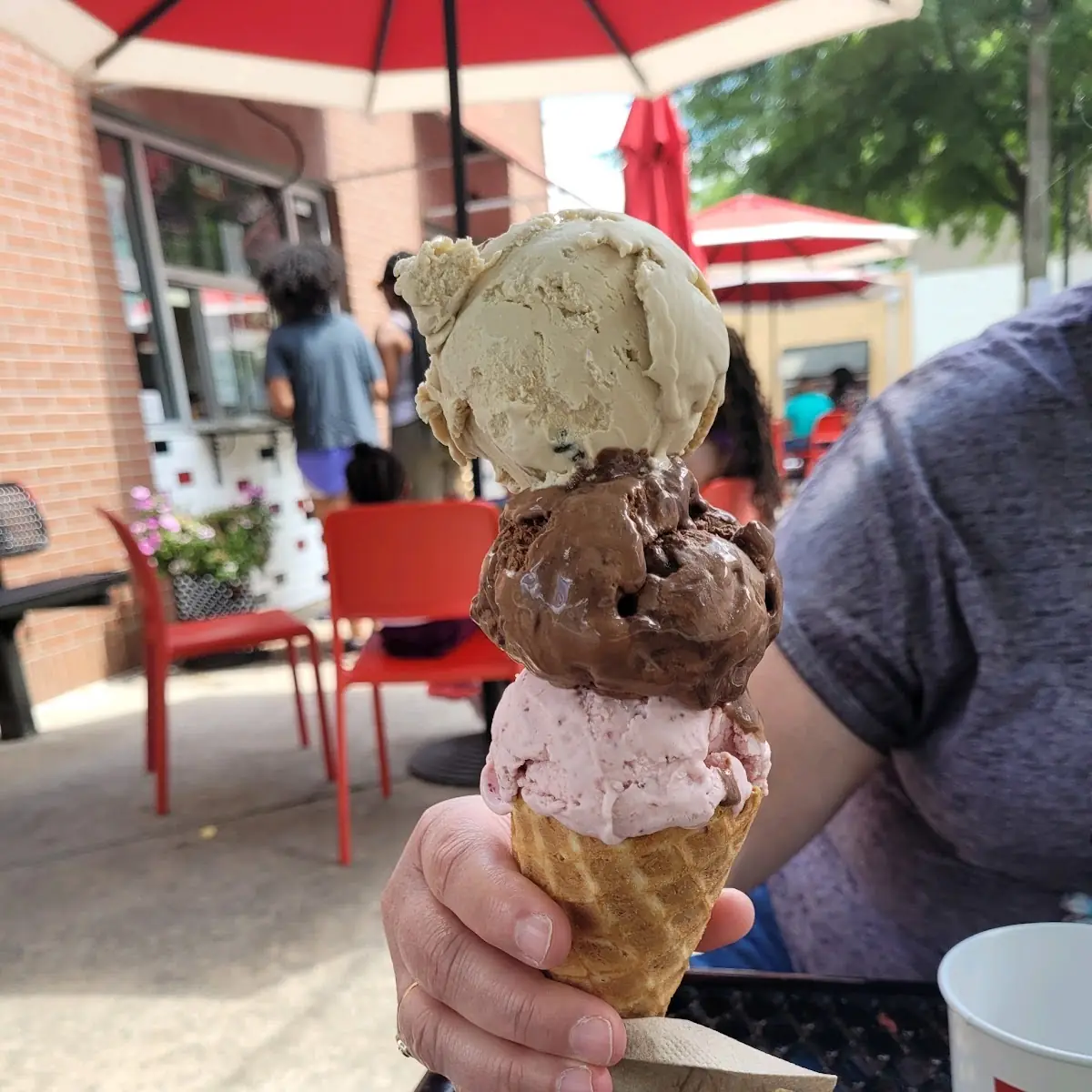 Maple Walnut Spicy Dark Chocolate Strawberry Waffle Cone