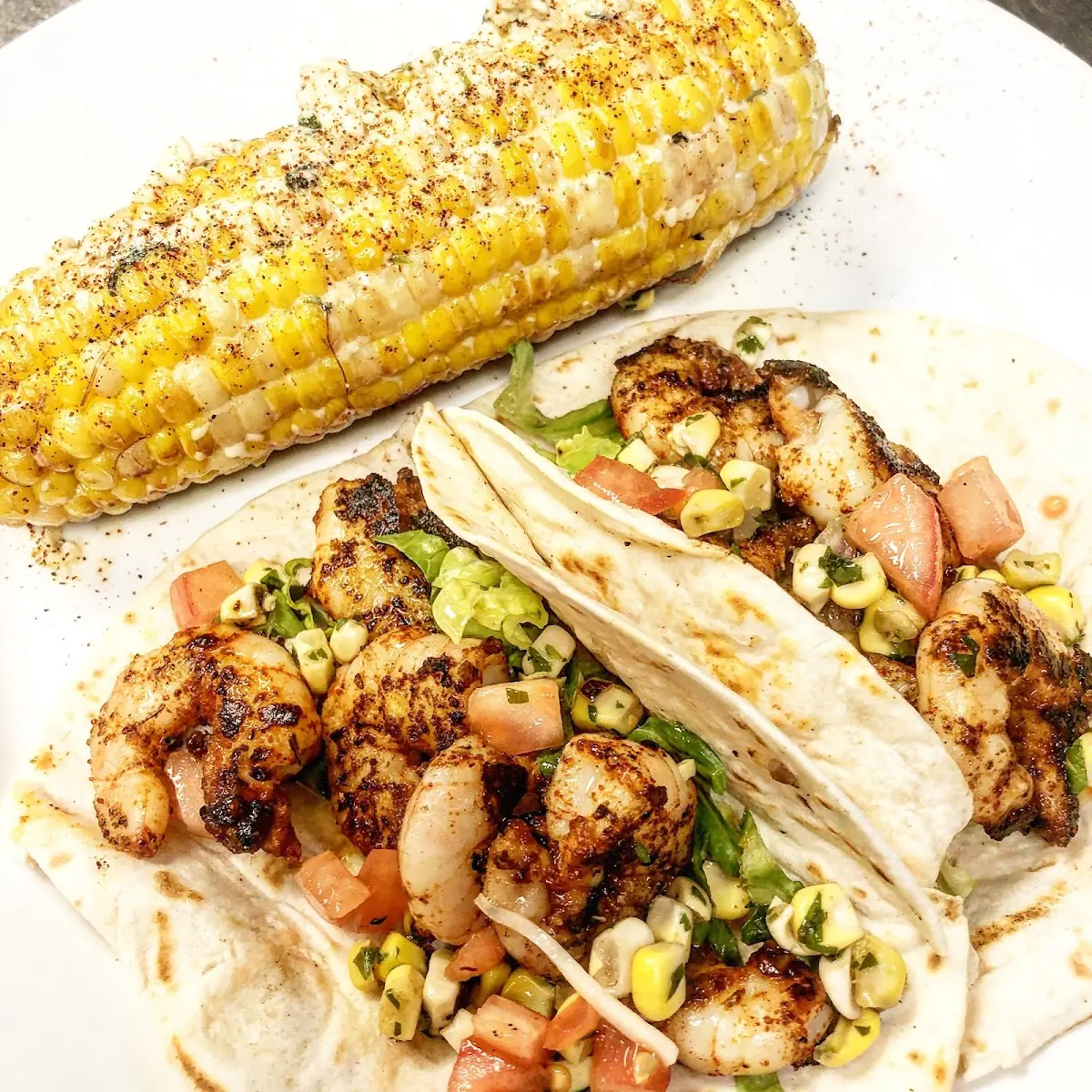 Shrimp Tacos with Roasted Corn
