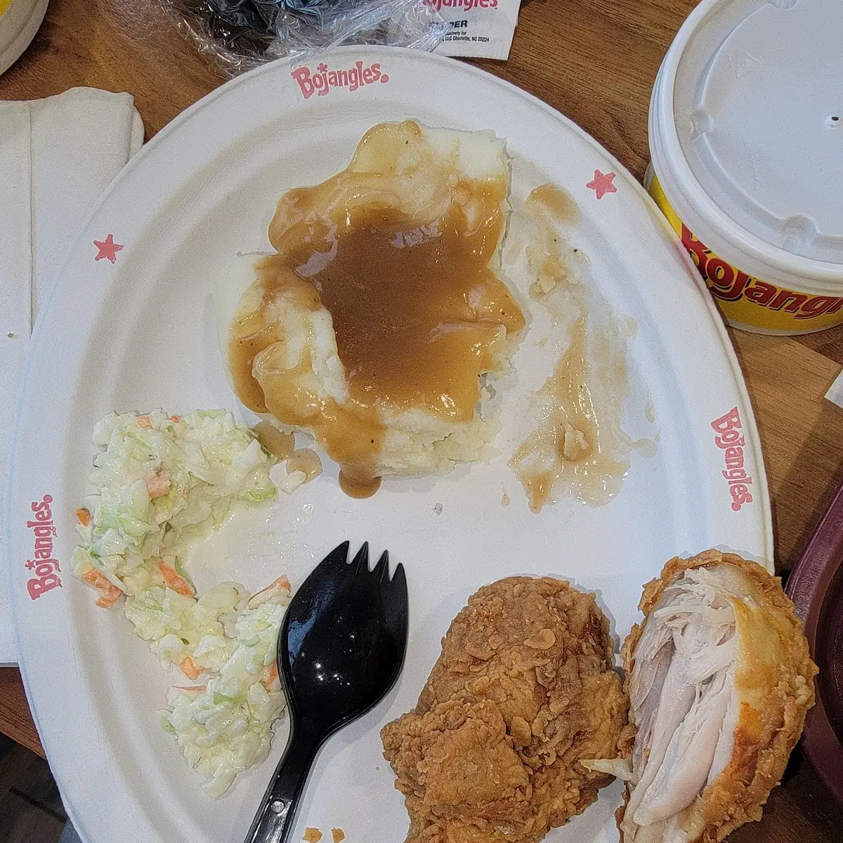 2 Legs Mashed Potatoes with Gravy and Slaw