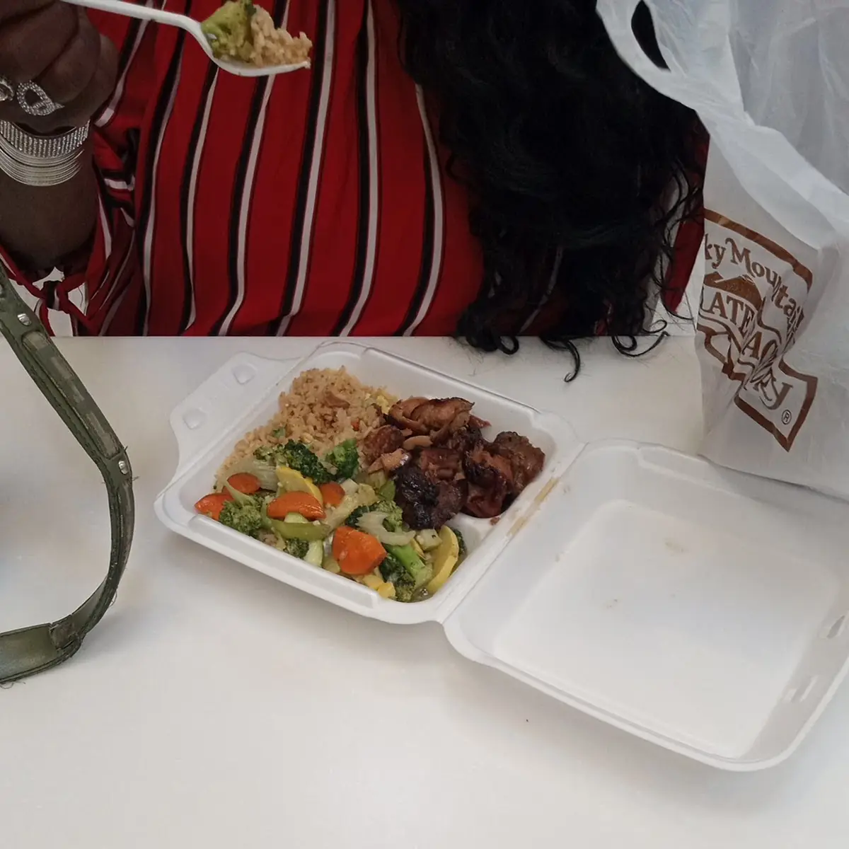 Bourbon Chicken Rice and Sauteed Vegetables