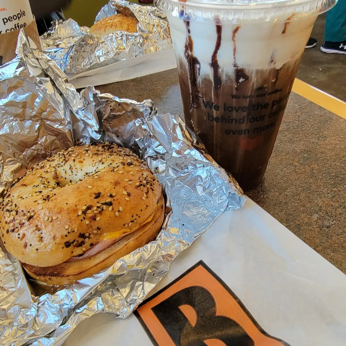 Ham and Cheese on an Everything Bagel