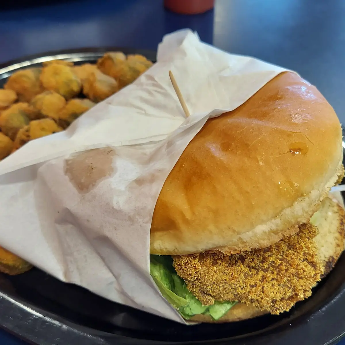 Fried Catfish Sandwich & Fried Okra