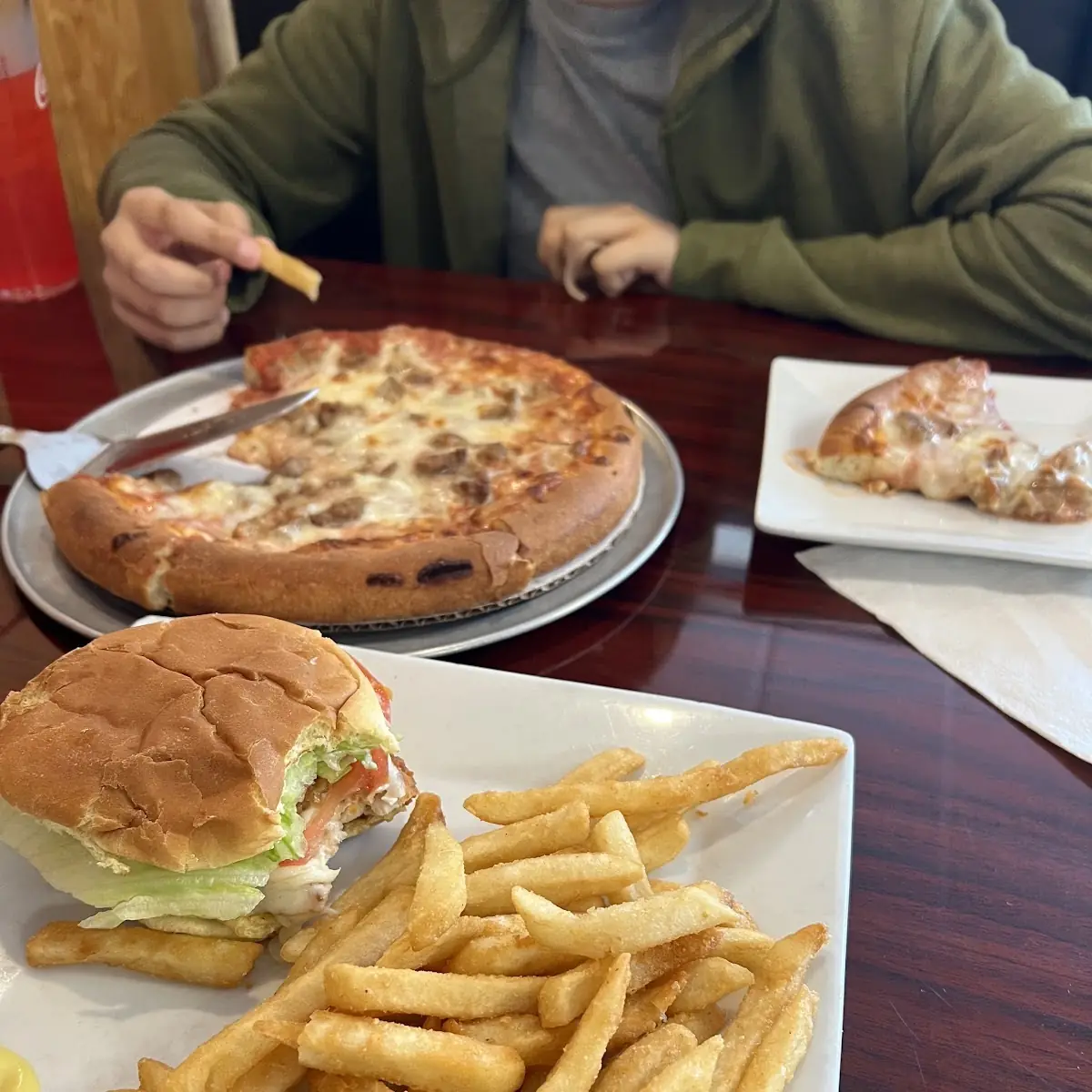 Chicken Sandwich Combo and Pizza