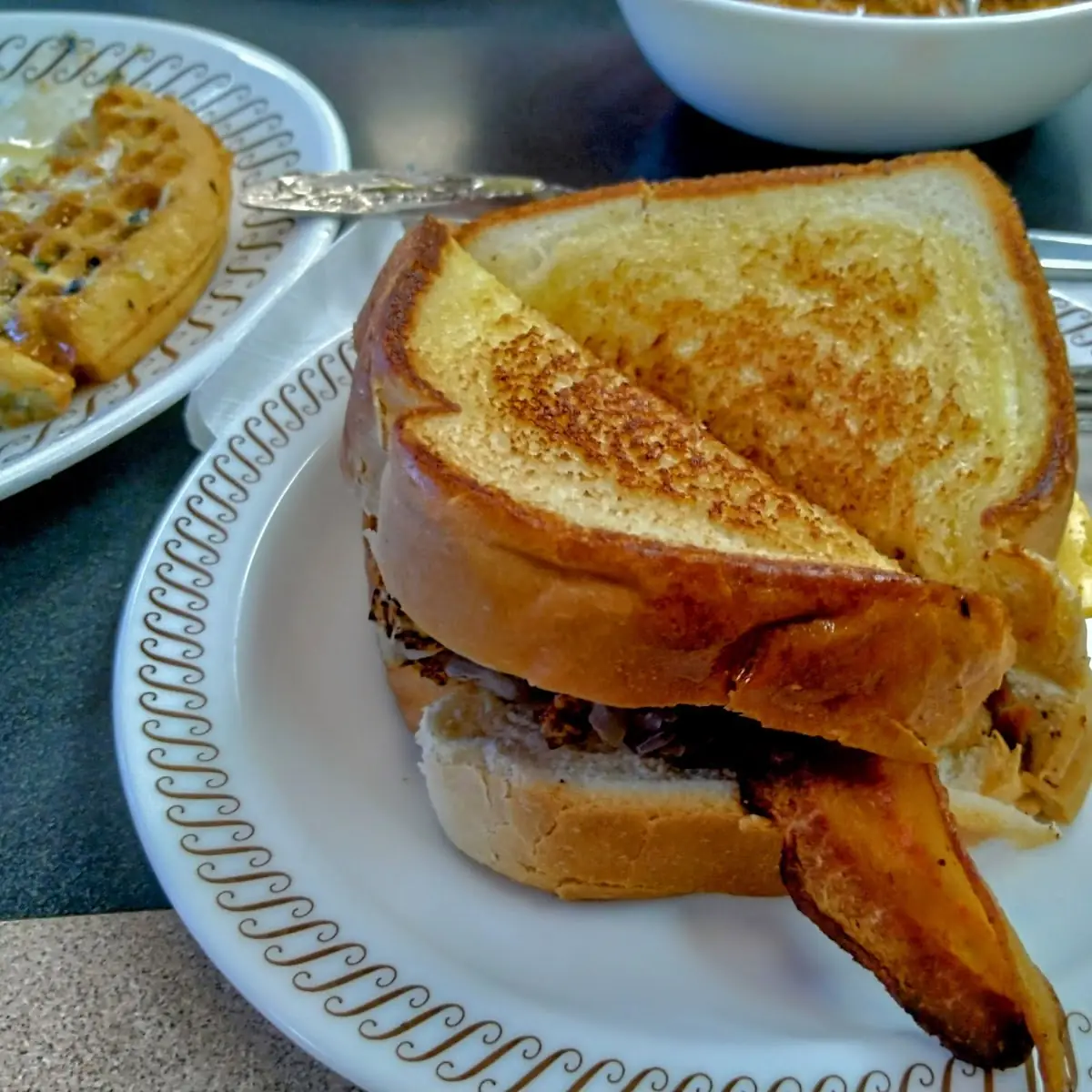 Bacon Cheeseburger on Toasted Bread for Bun