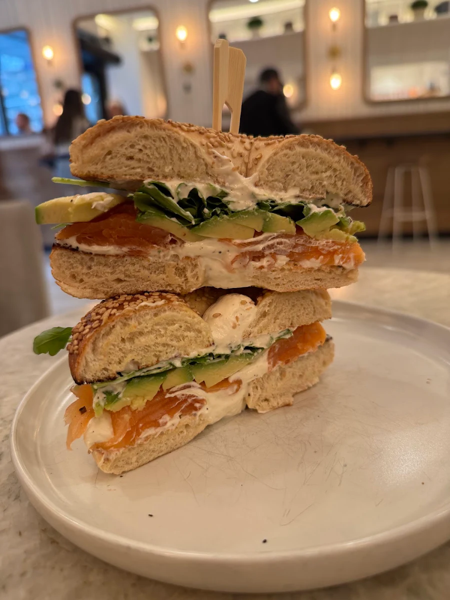 Salmon Avocado Cream Cheese Bagels