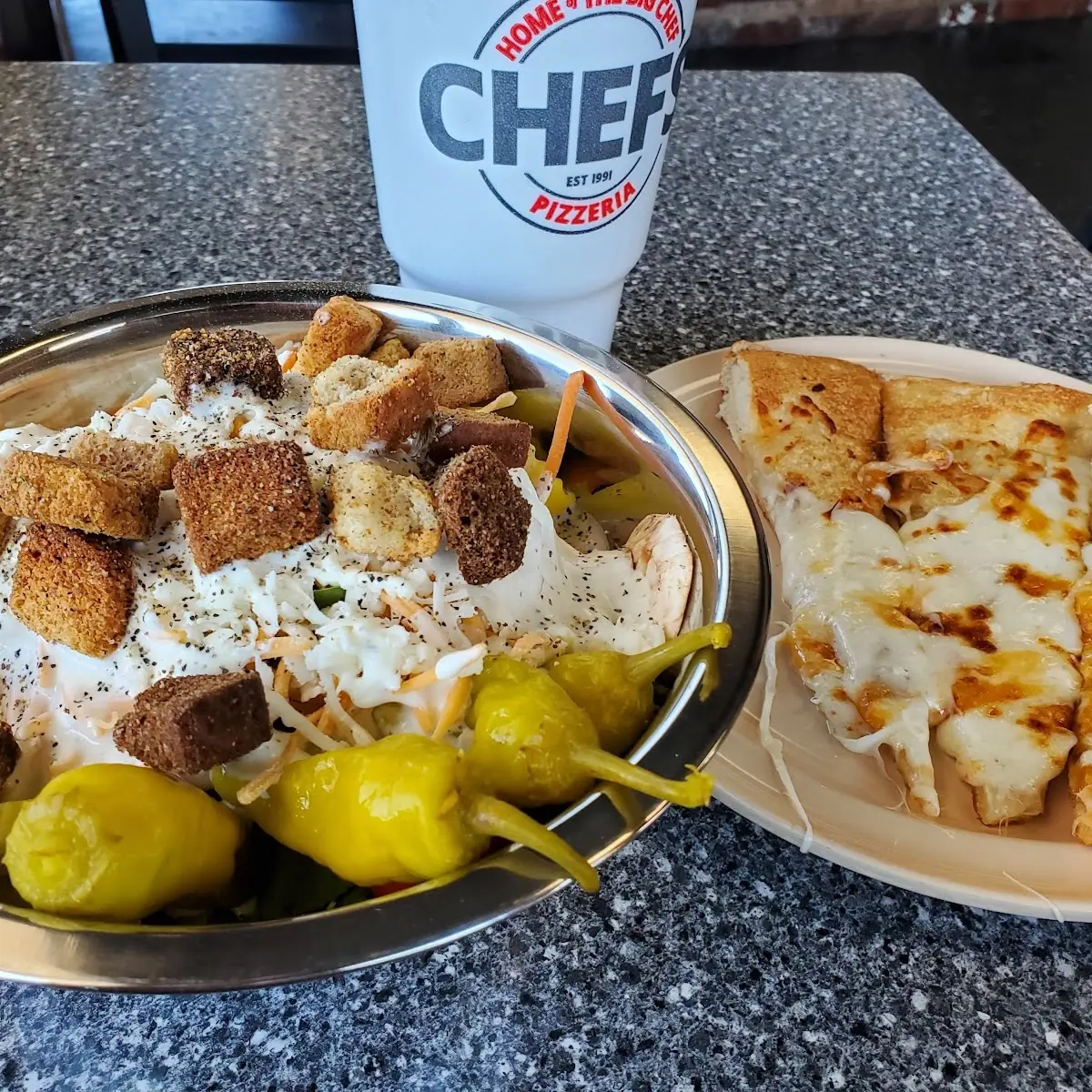 Salad and Cheese Bread