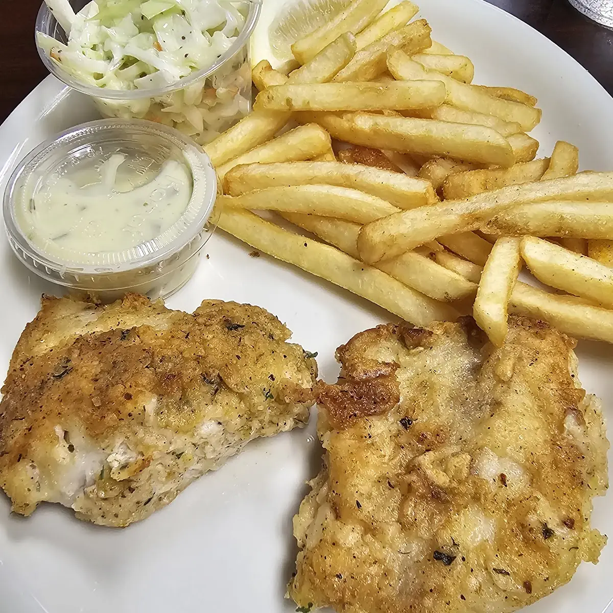 Fish and Chips with Cole Slaw