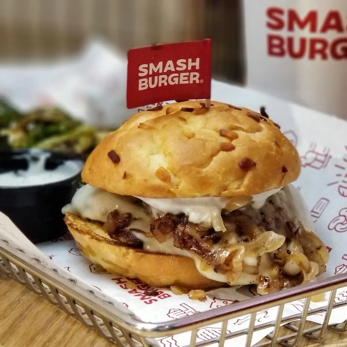 French Onion Double Burger with Brussel Sprouts