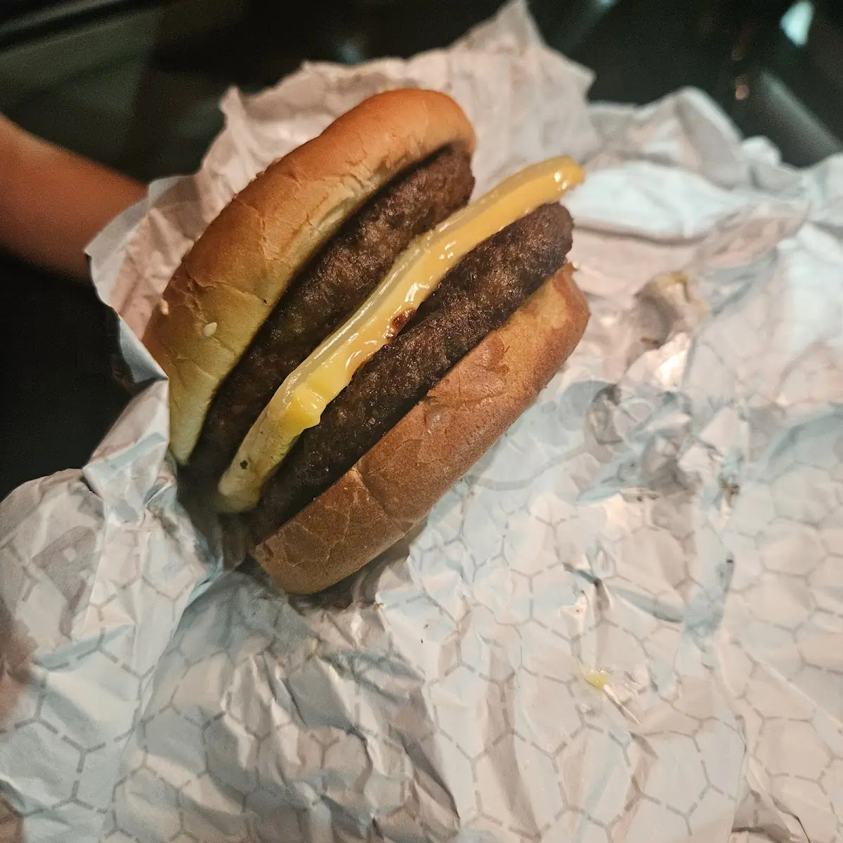 Unmelted Four Cheese Burger