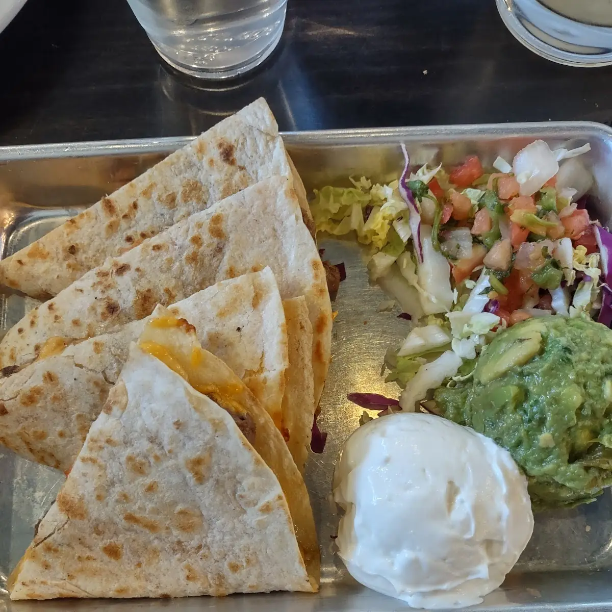 Carne Asada Quesadilla with Sour Cream Added