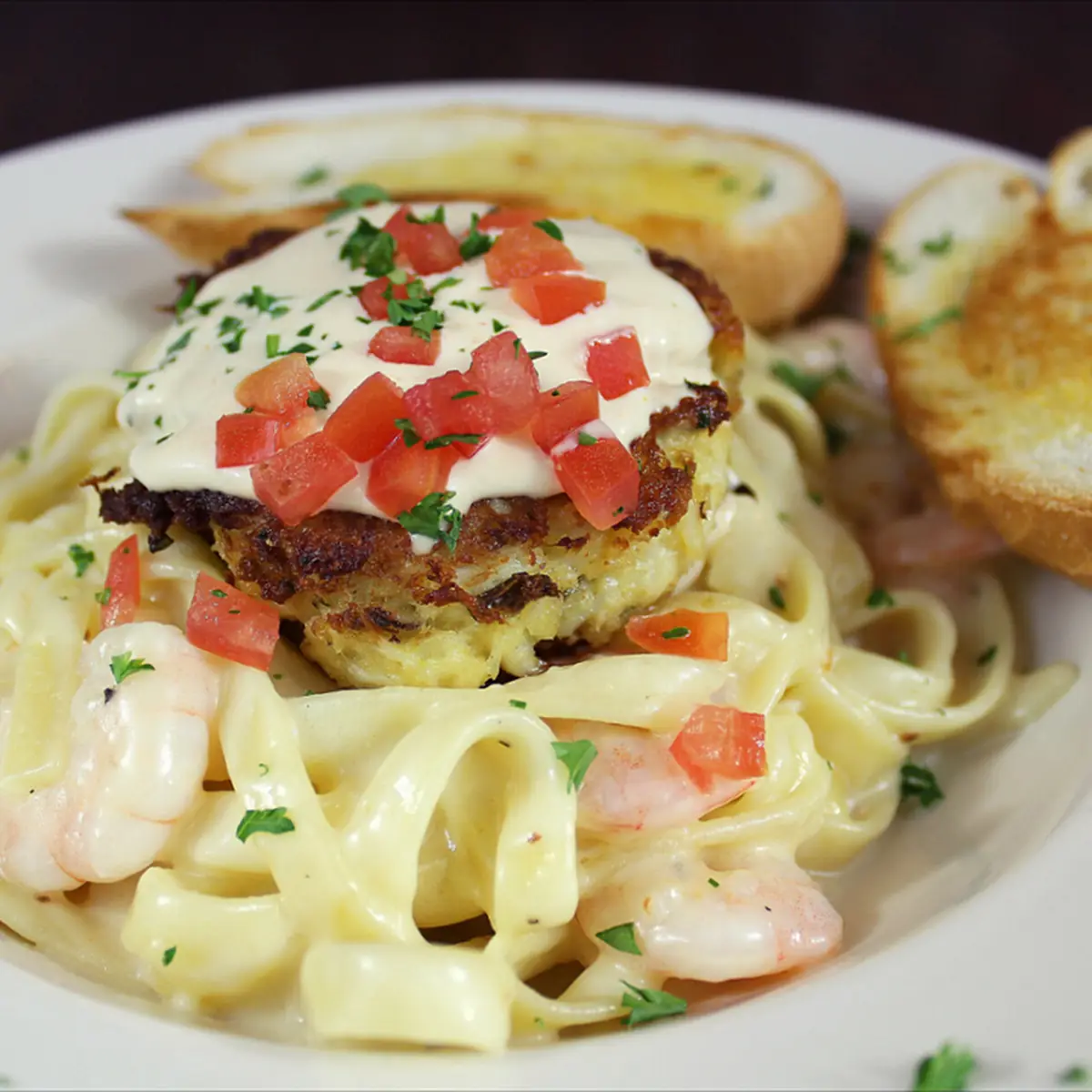 Crab Cake Shrimp Alfredo
