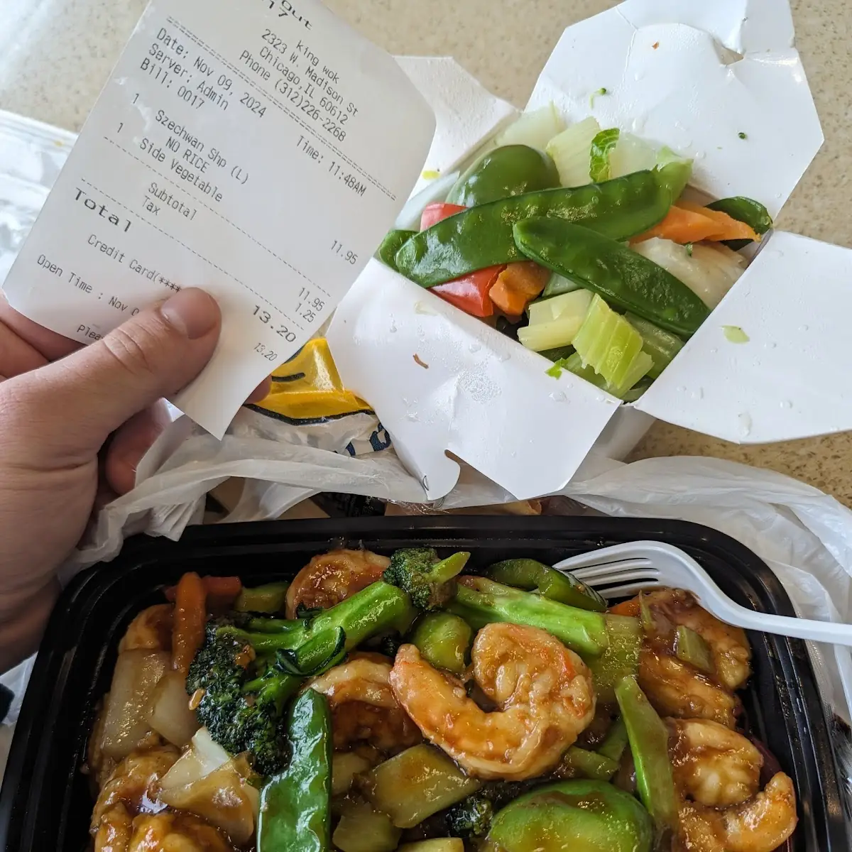 Green and Red Pepper Shrimp Special Combo Plate