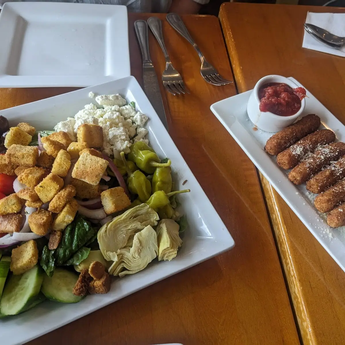 Mediterranean Salad and Mozzarella Sticks