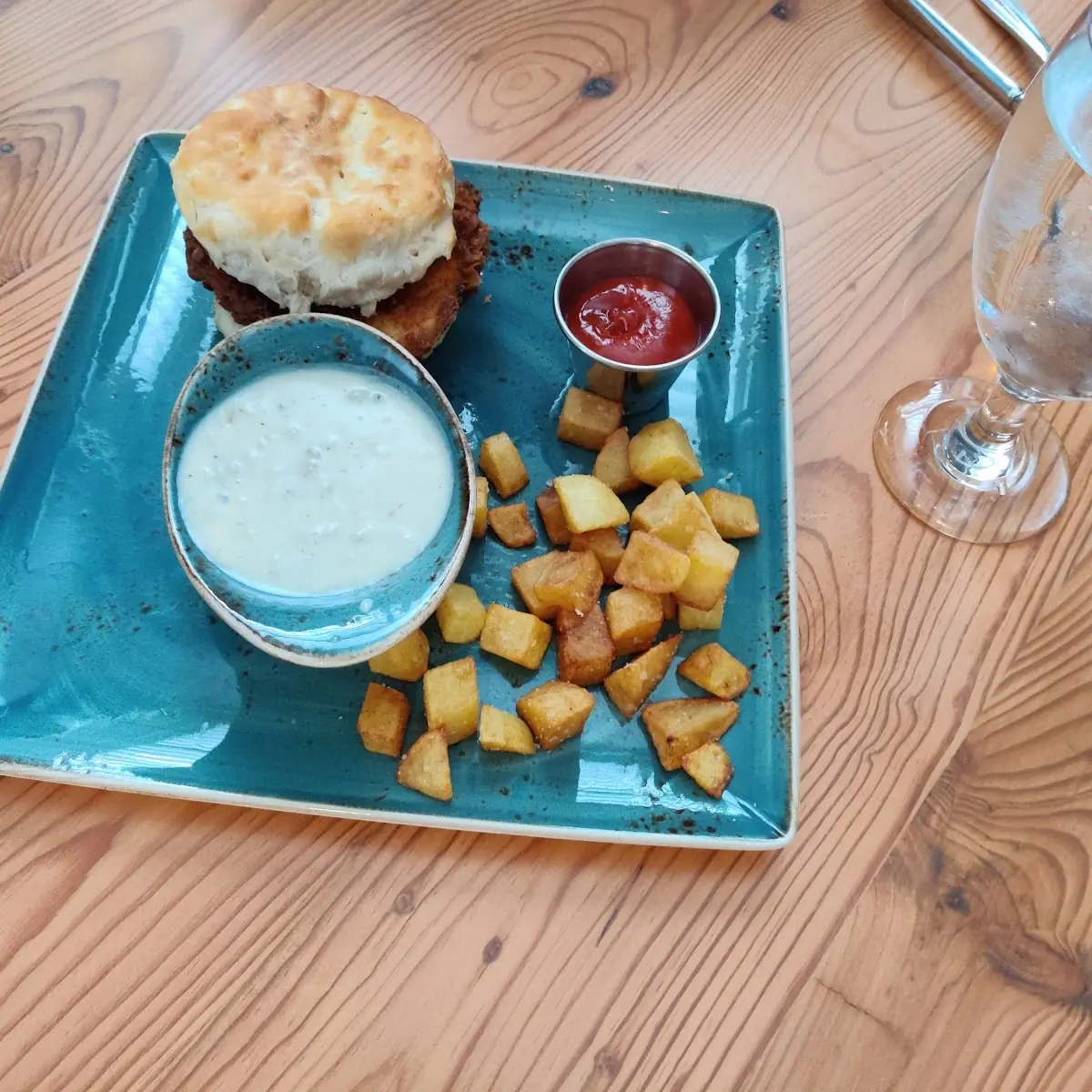Chicken Biscuit and Fried Potatoes