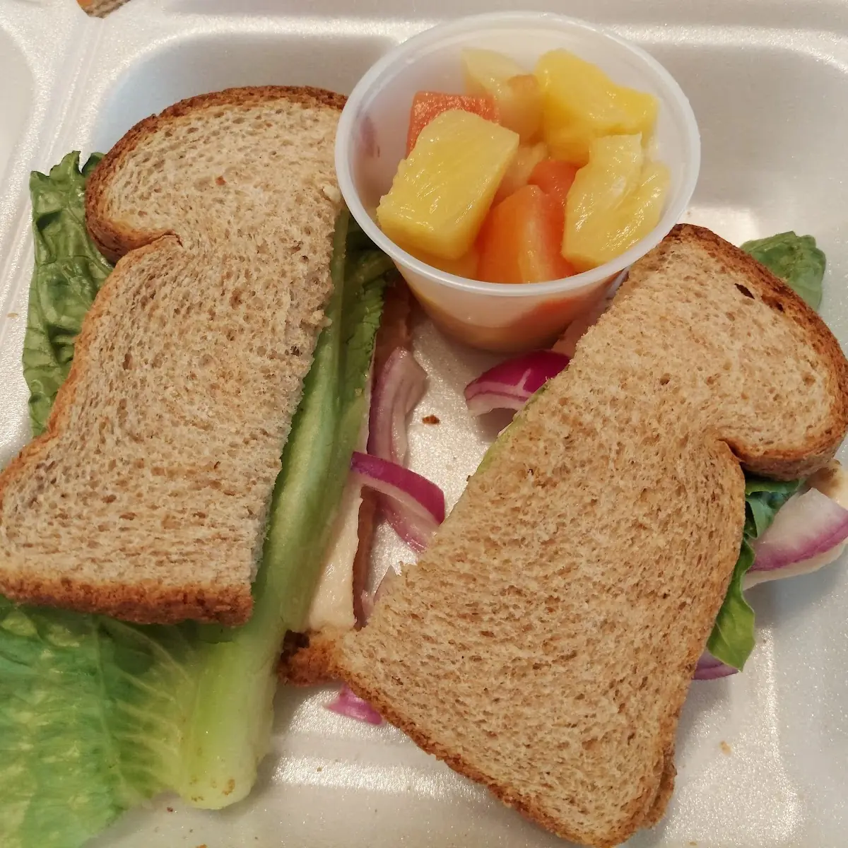 Chicken Sandwich with Fruit Cup