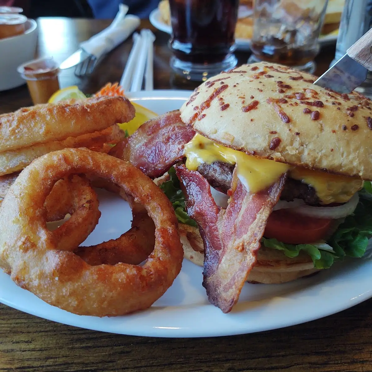 Bacon Cheeseburger & Onion Rings