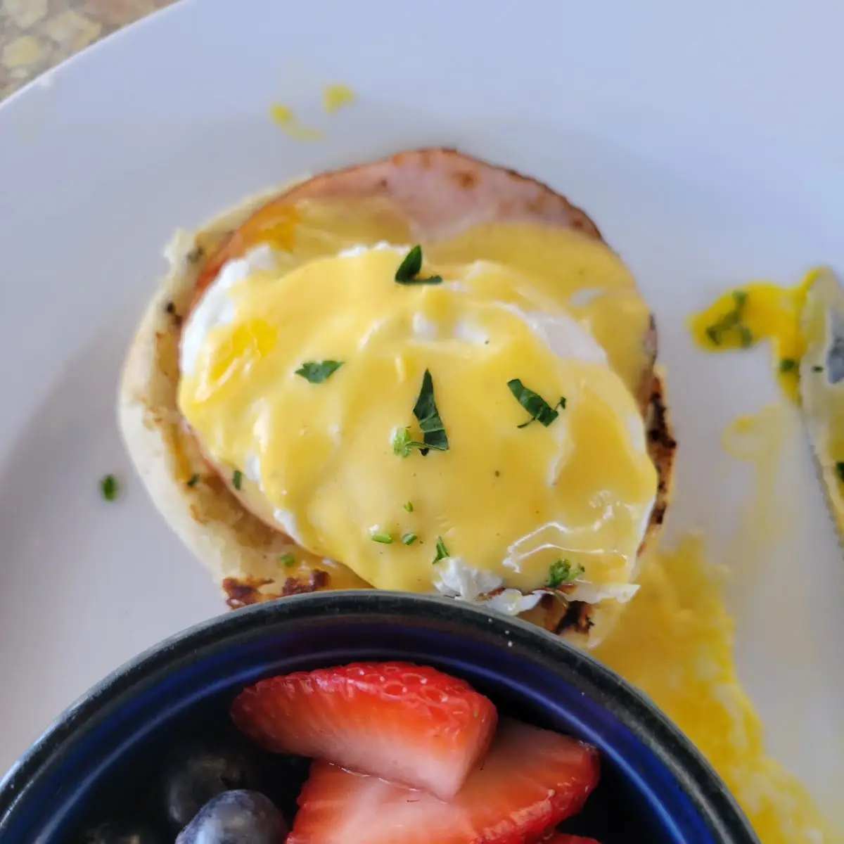 Eggs Benedict & Fruit Salad