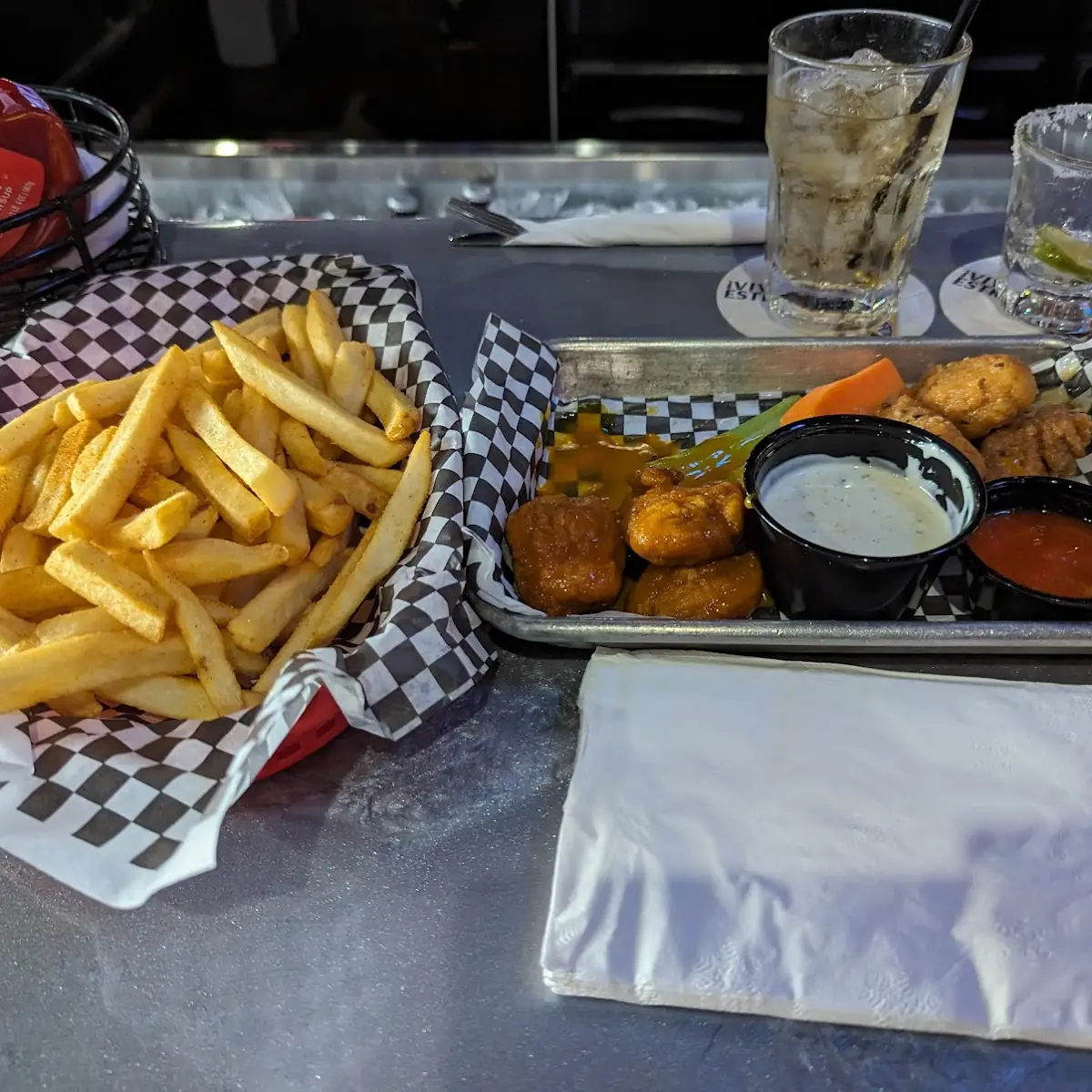 Boneless Chicken Wings and Fries