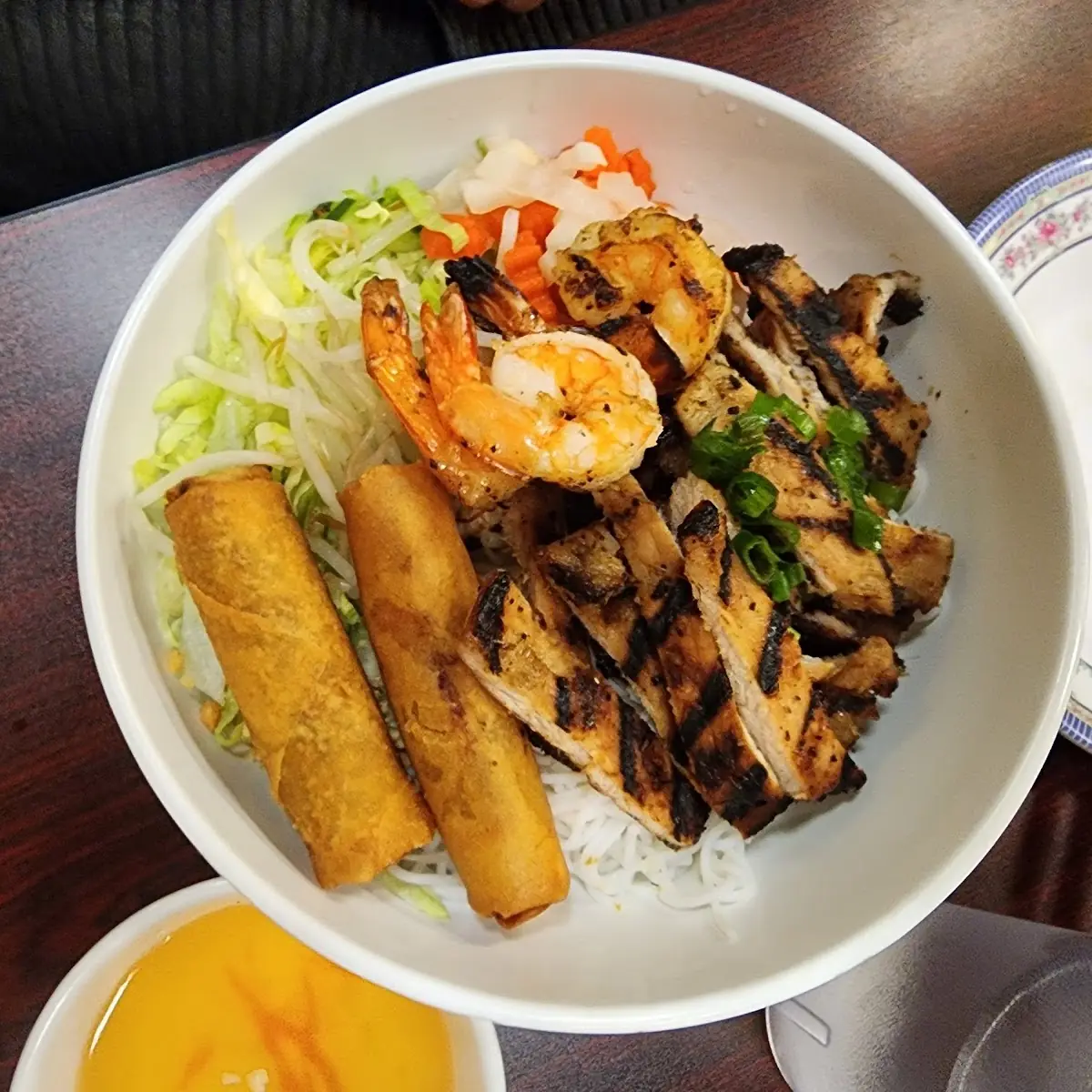 BBQ Pork with Shrimp and Egg Roll