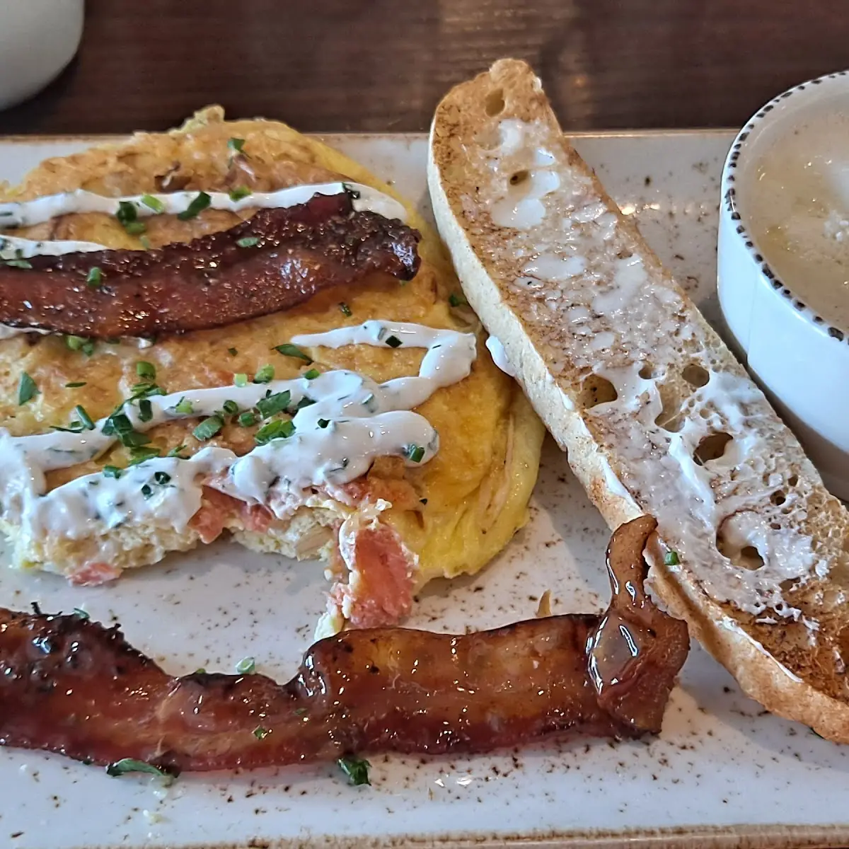 Scrambled Eggs with Cheese Bacon and Cheese Grits