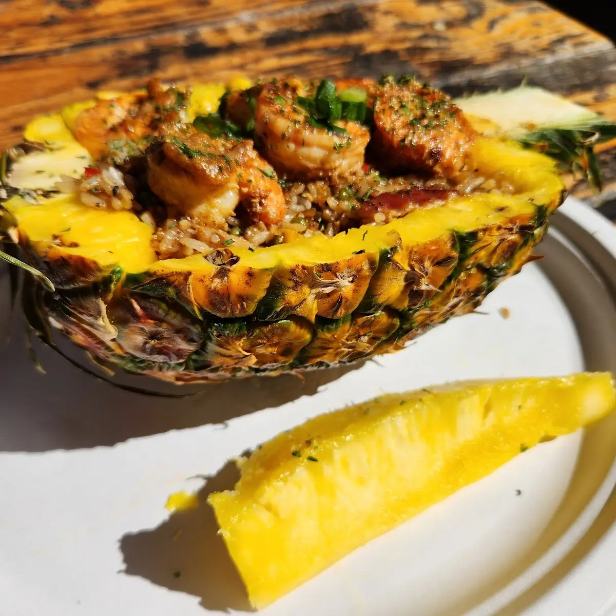 Grilled Chicken and Rice in Pineapple