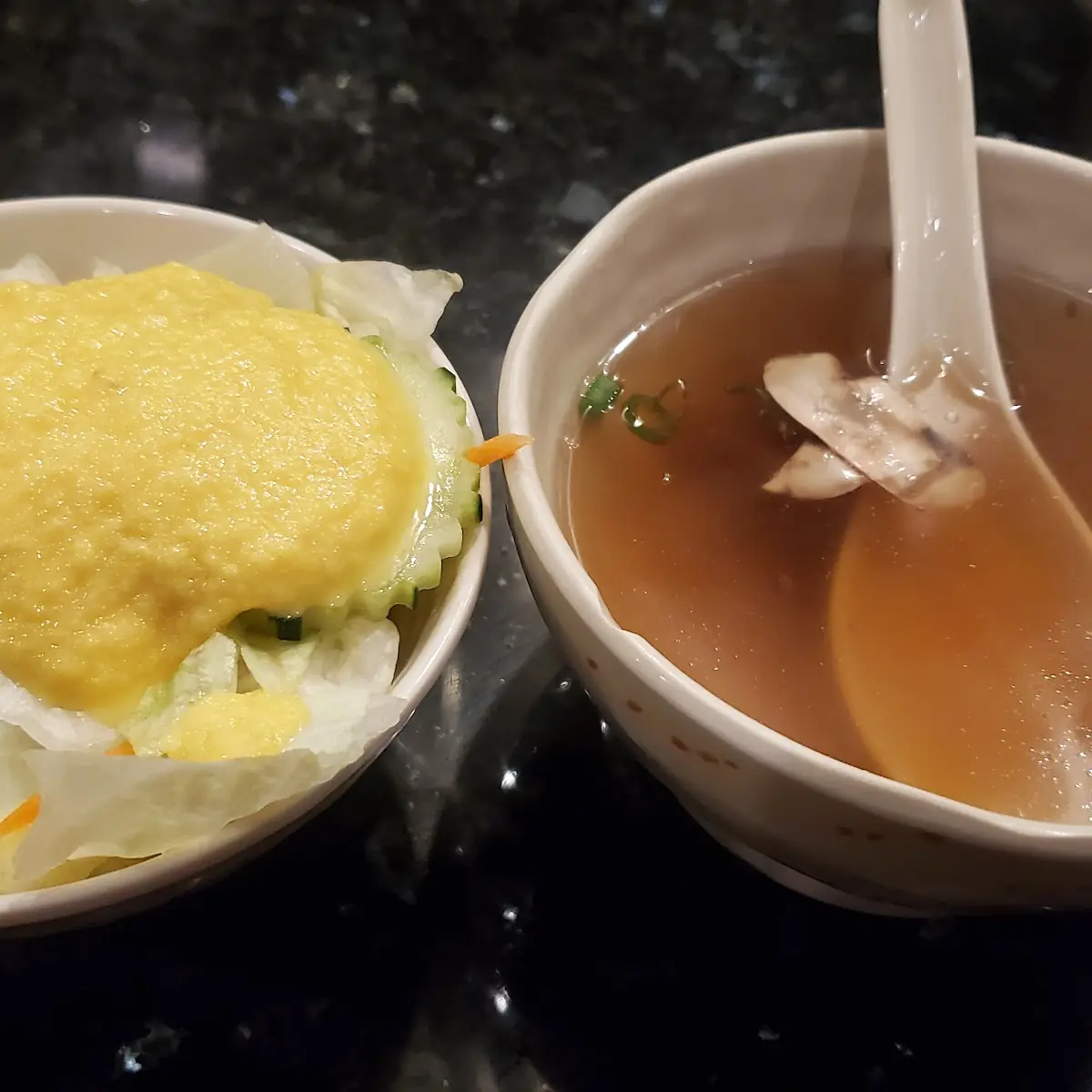 Salad and Onion Soup