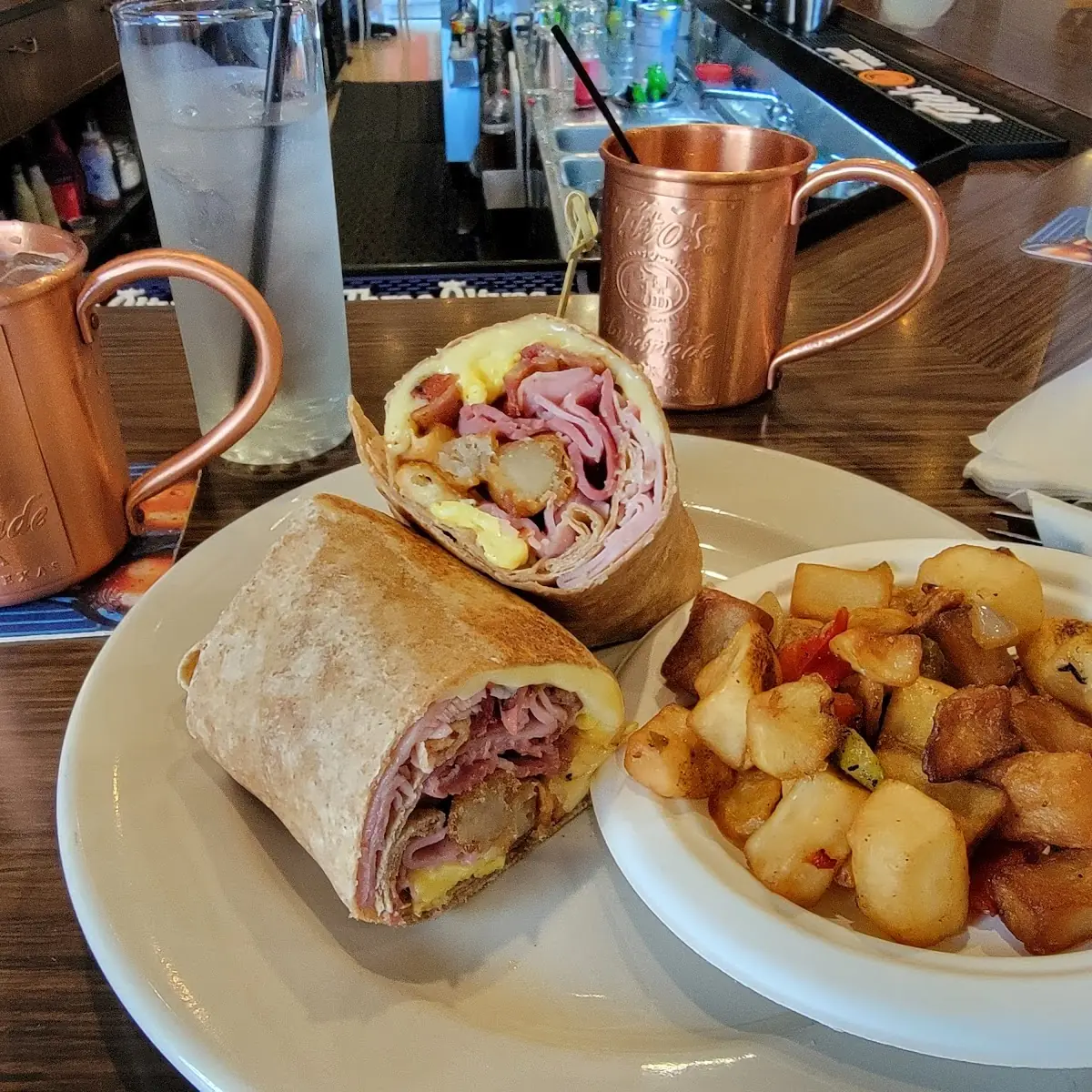 Breakfast Wrap and Hash Browns