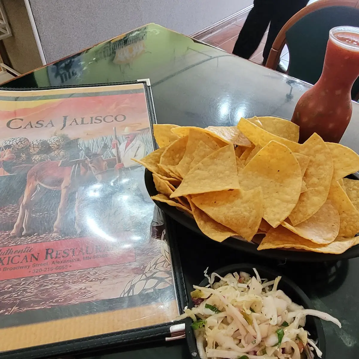 Chips Salsa Coleslaw Salad