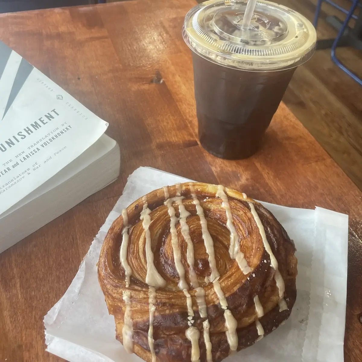 Iced Americano and Cinnamon Danish