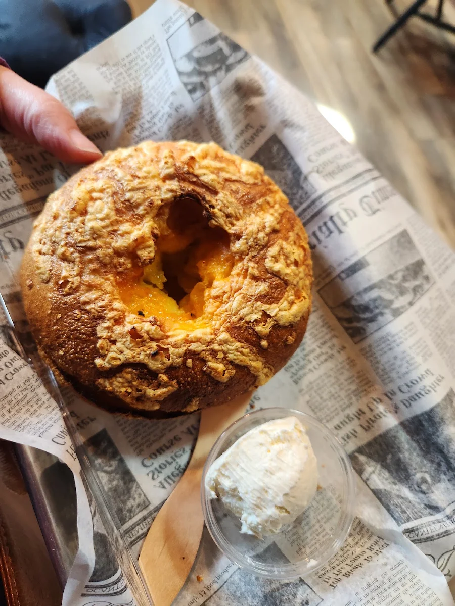 Cheddar Bagel with Cream Cheese