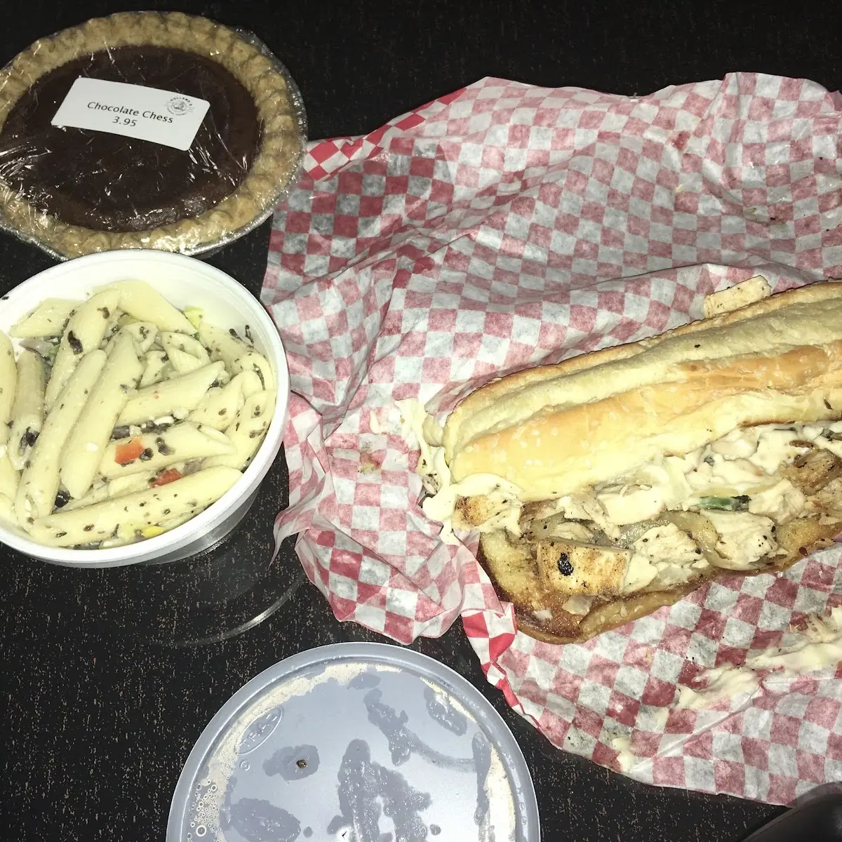 Philly Chicken Sandwich with Pasta Salad