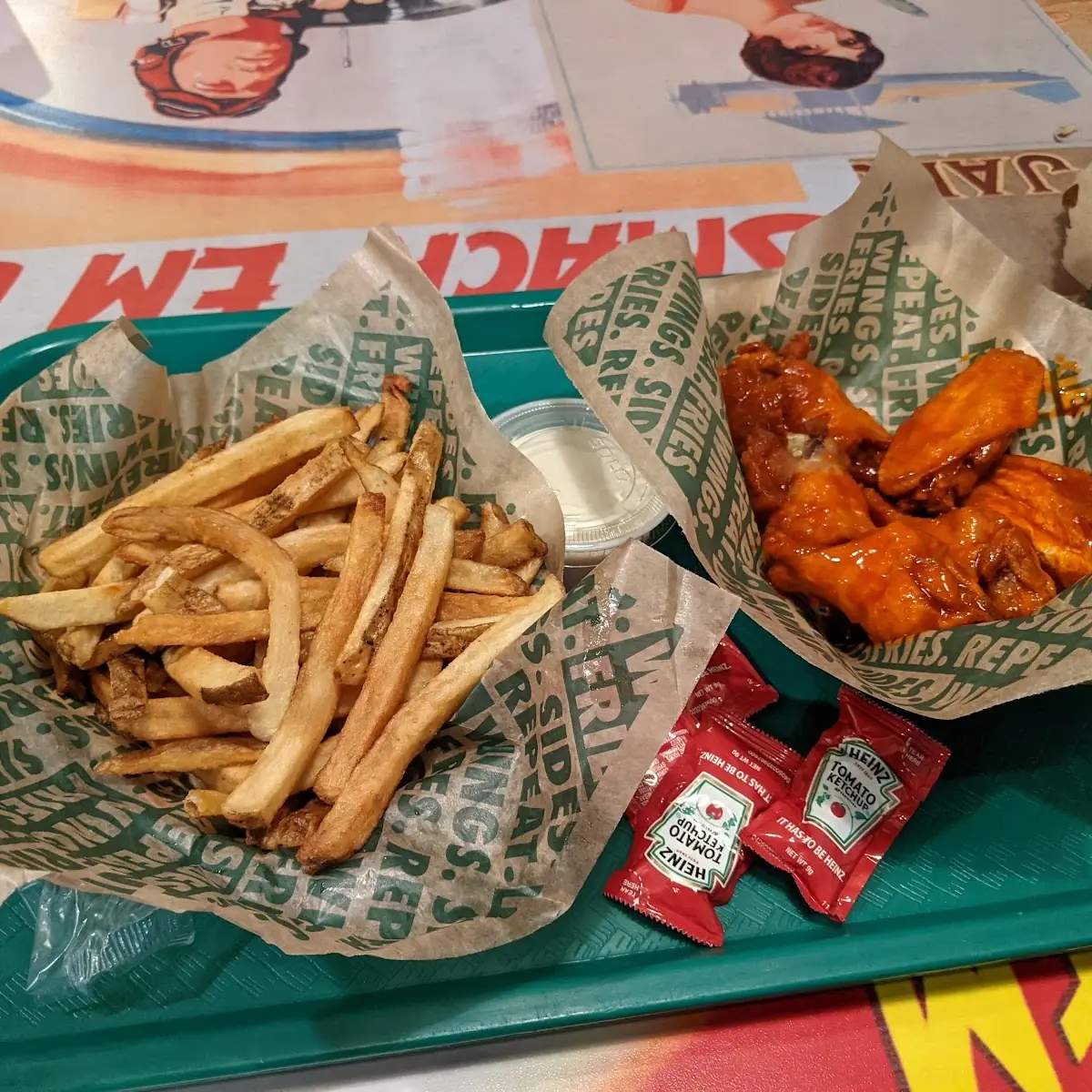 Glazed Chicken Wings and Loaded Fries
