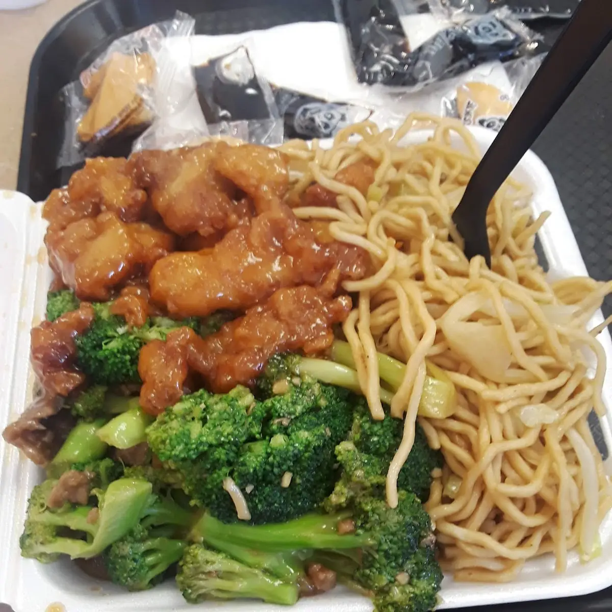 Broccoli Beef and Orange Chicken