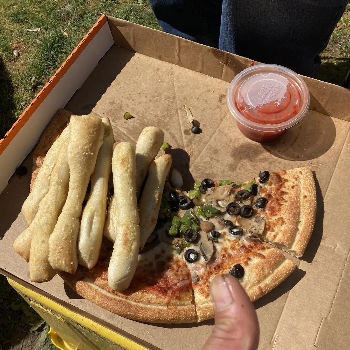 Vegetarian Pizza & Crazy Bread Sticks