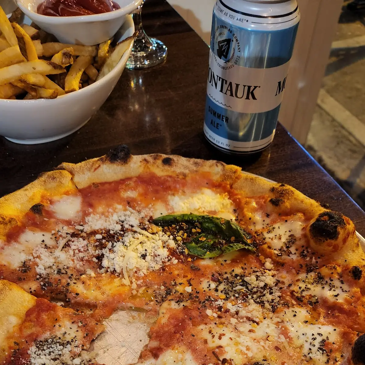 Margherita Pizza with Basil Leaves
