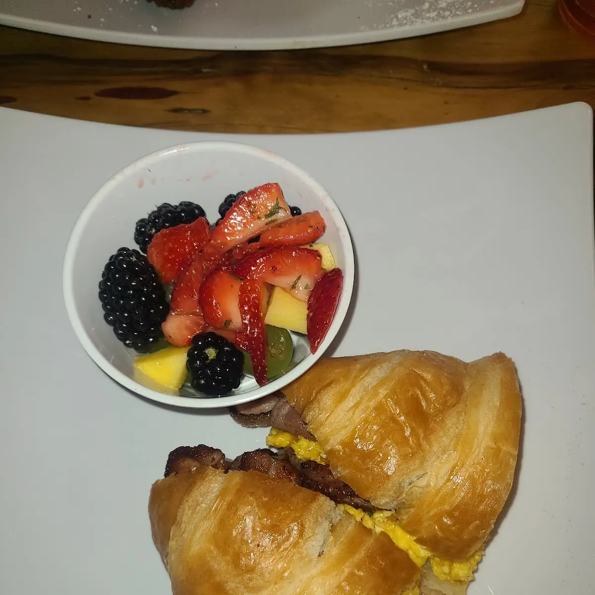Croissant Breakfast Sandwich w Fresh Fruit Cup