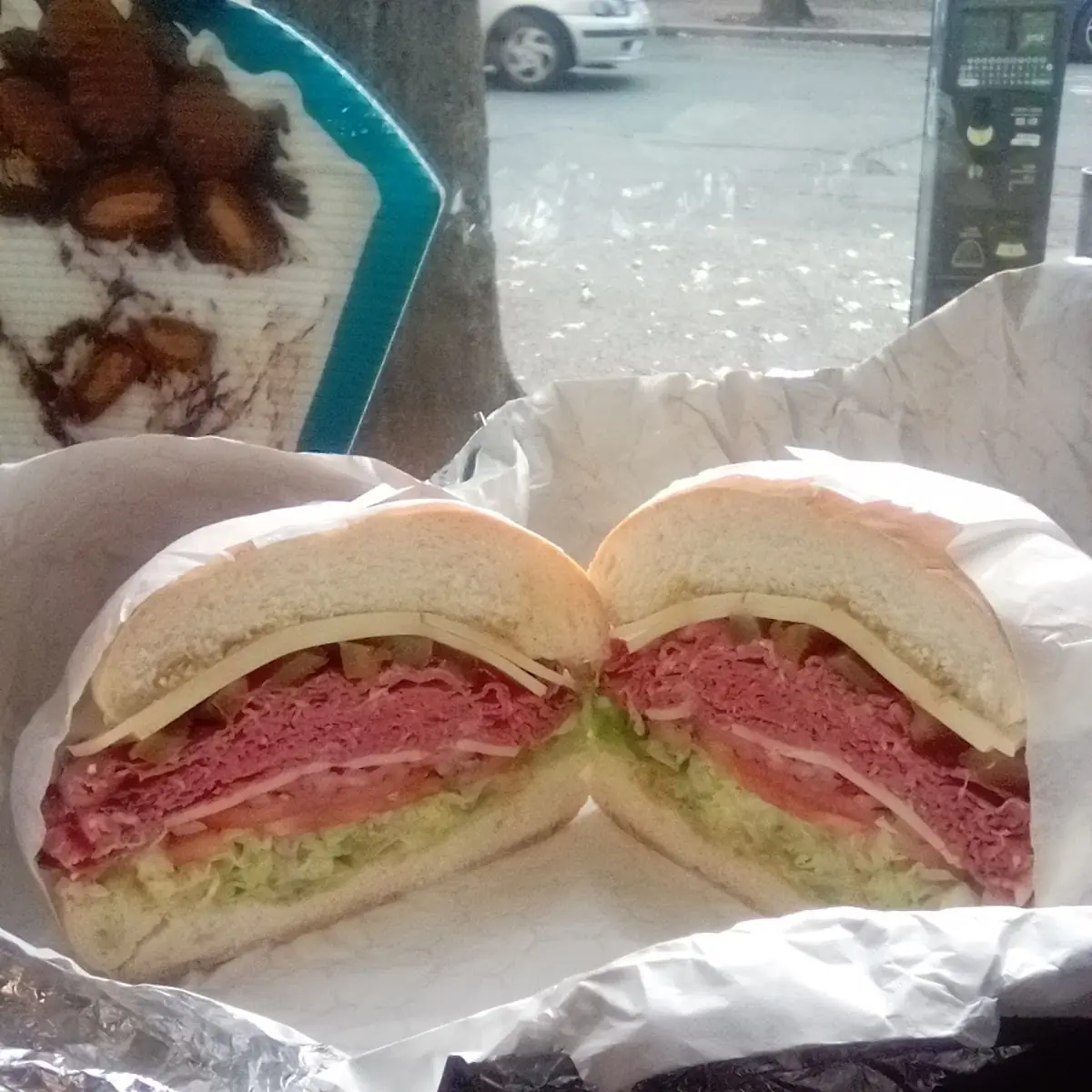 Pastrami and Swiss on a Roll with Cherry Peppers