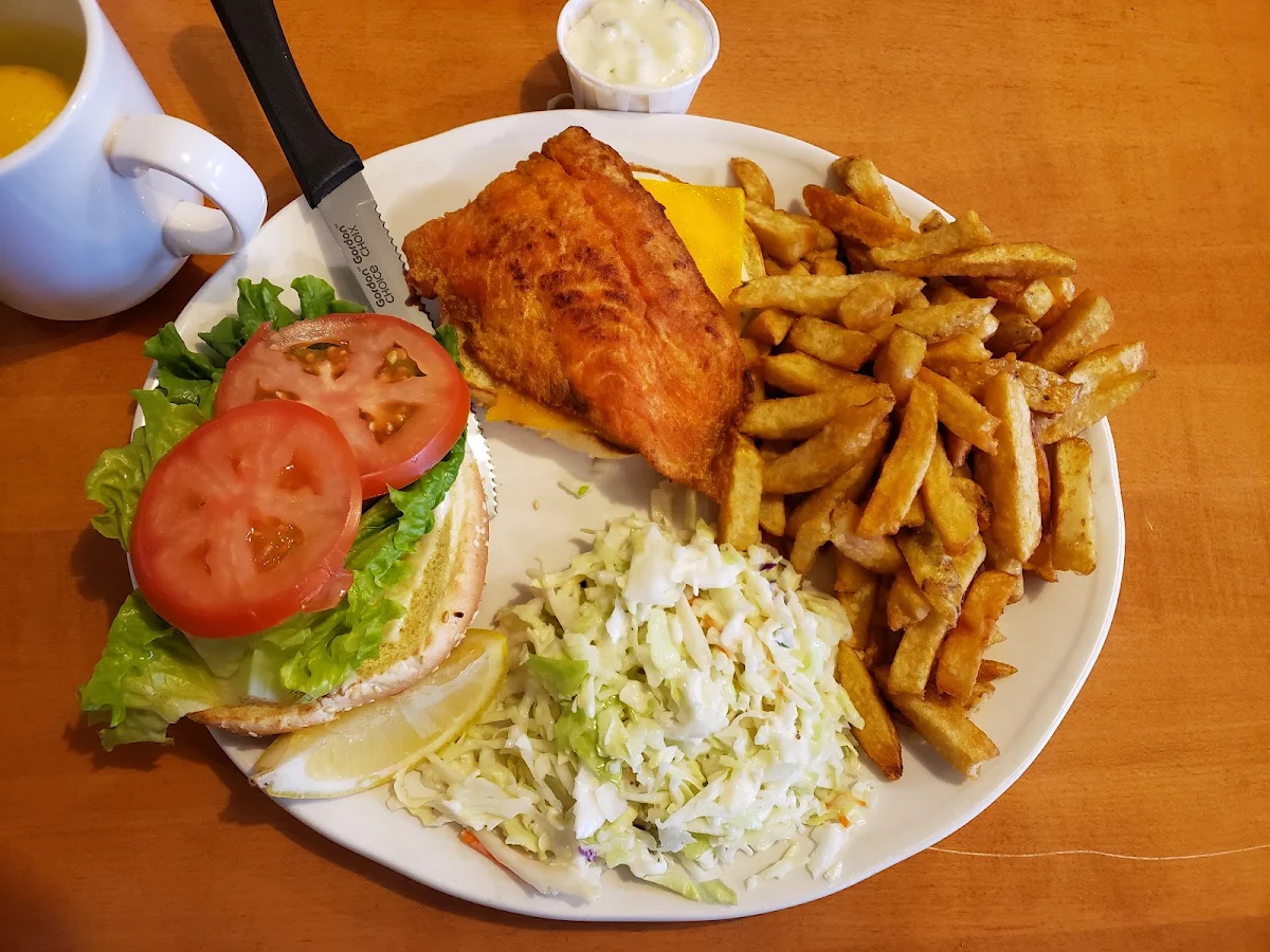 Salmon Burger Plate Pan-Fried, Dave's Fish & Chips