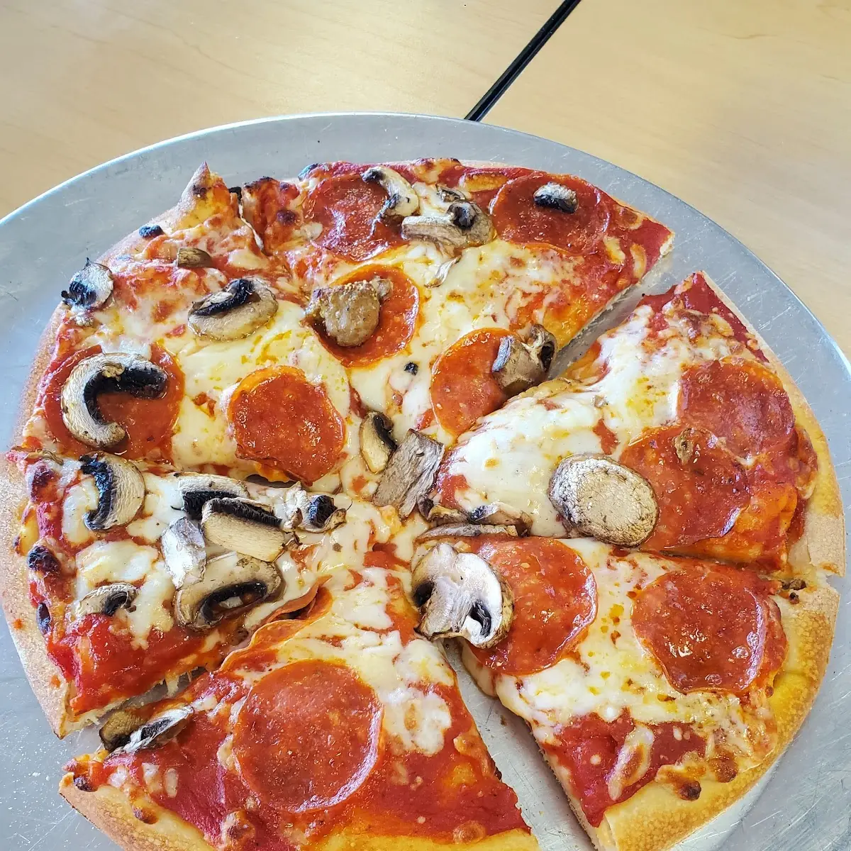 Small Pepperoni and Mushroom Pizza