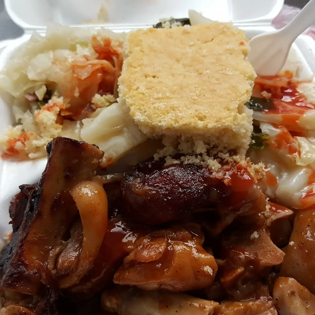 Steam Cabbage Corn Bread and Pig Feet