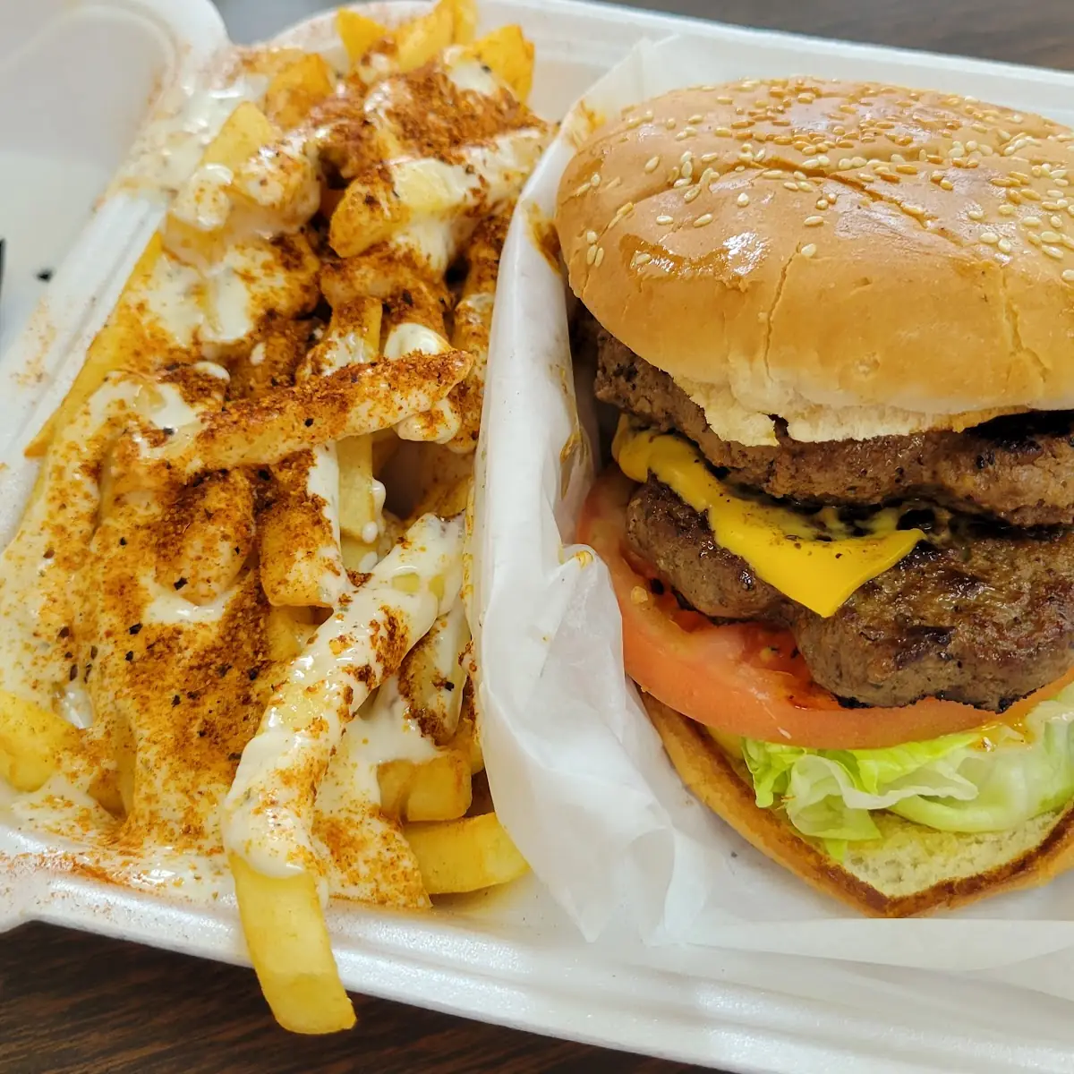 Double Cheeseburger and Loaded Fries
