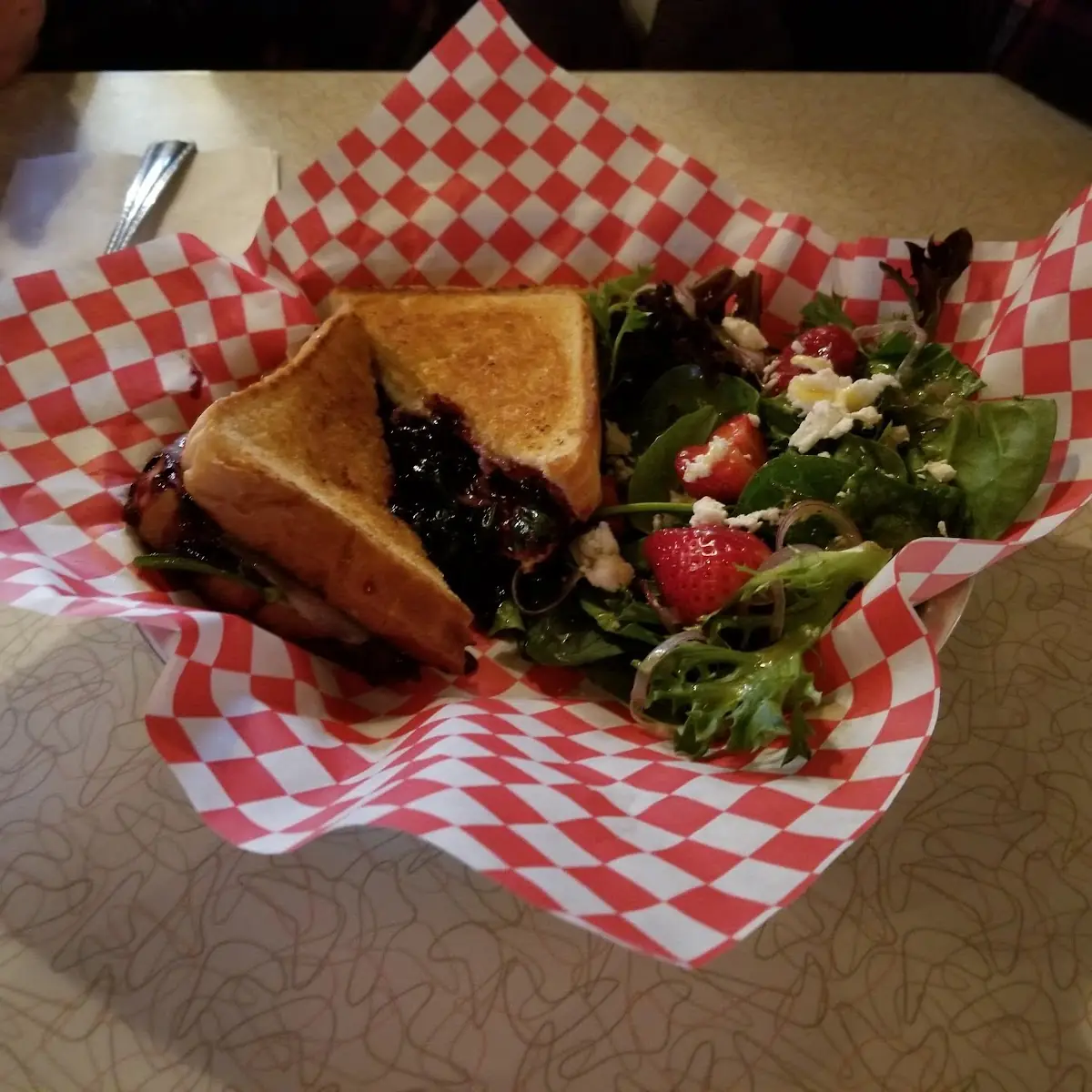 Blueberry Balsamic Grilled Cheese with Spinch