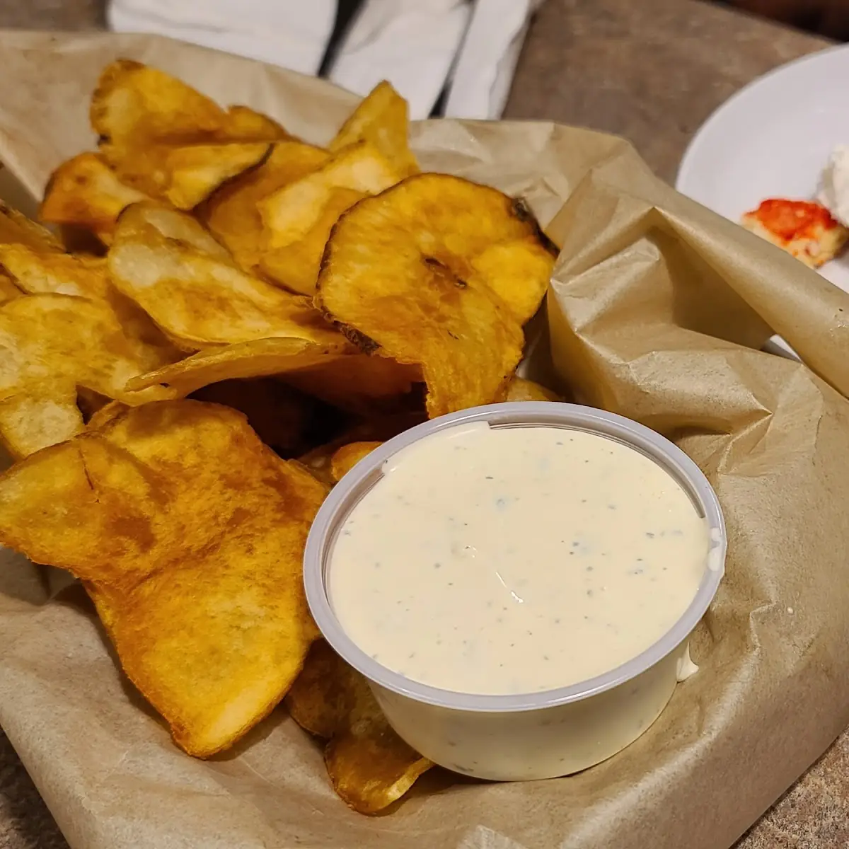 Potato Chips and Dipping Sauce