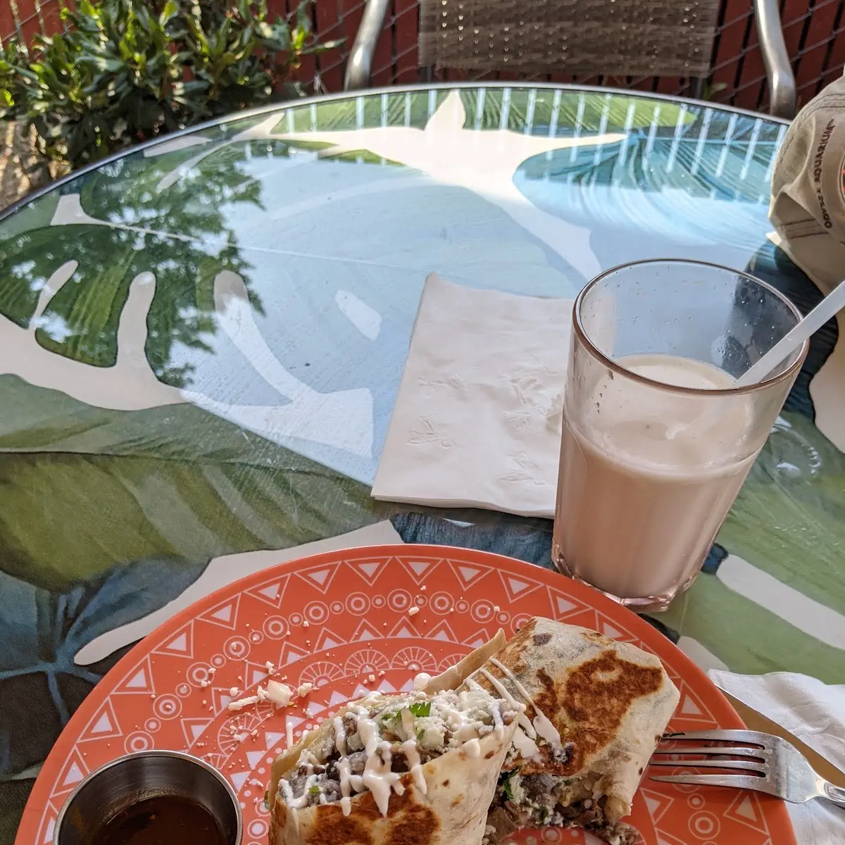 Carnitas Burrito with Horchata
