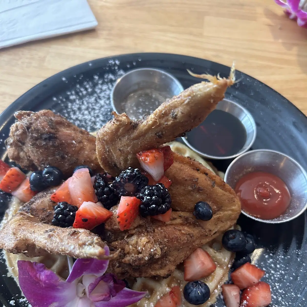 Chicken and Waffles with Berries