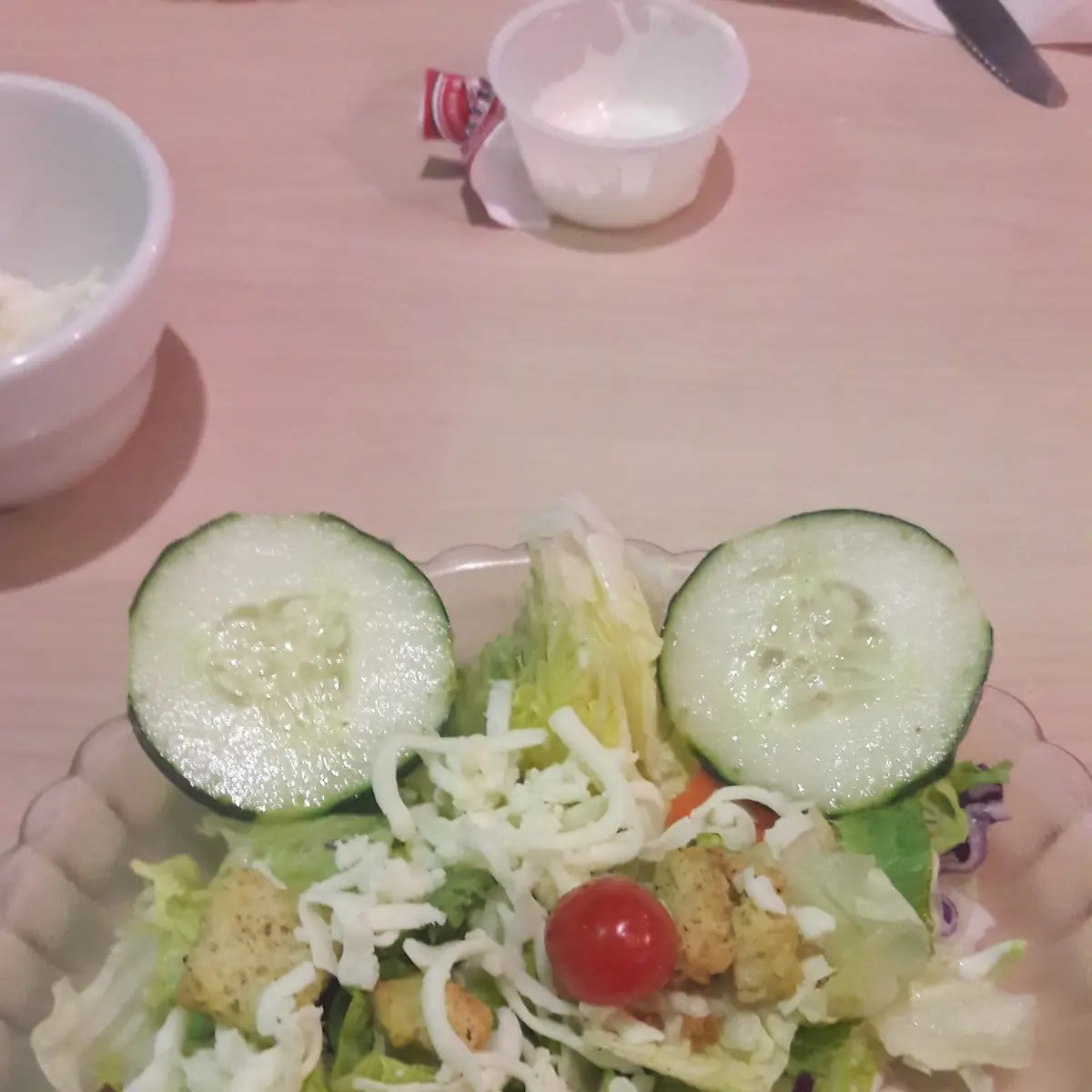 Salad with Mozzarella Cheese and Ranch Dressing